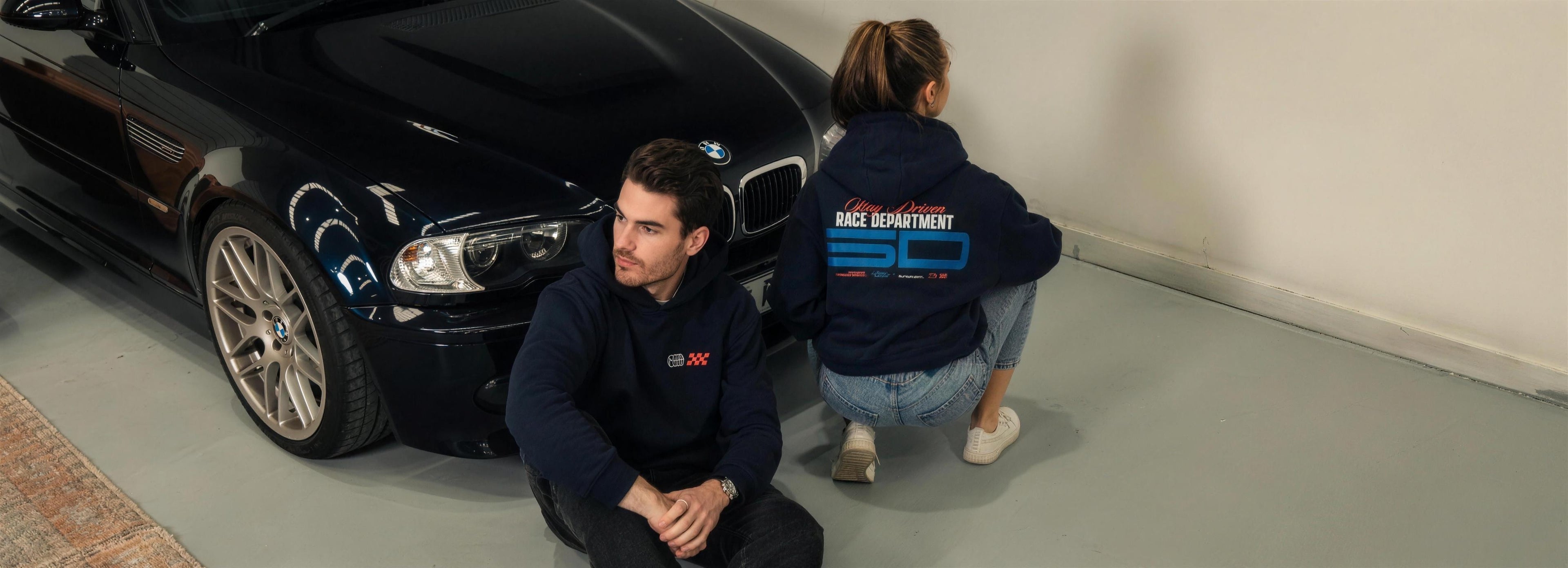 C4 collection campaign — Race Department hoodies with E46 BMW M3